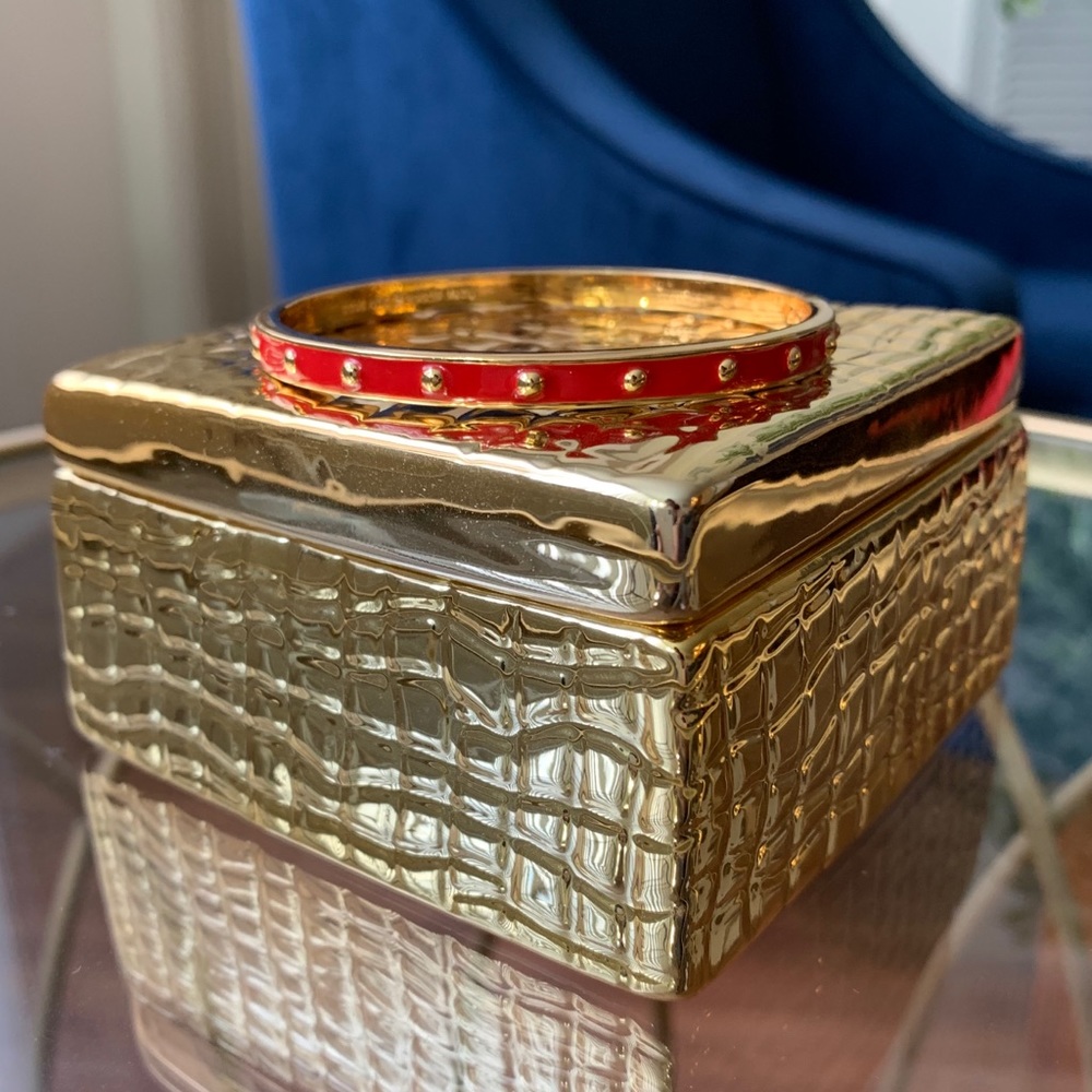 kate spade Gold Tone Bangle with Red Enamel Accent